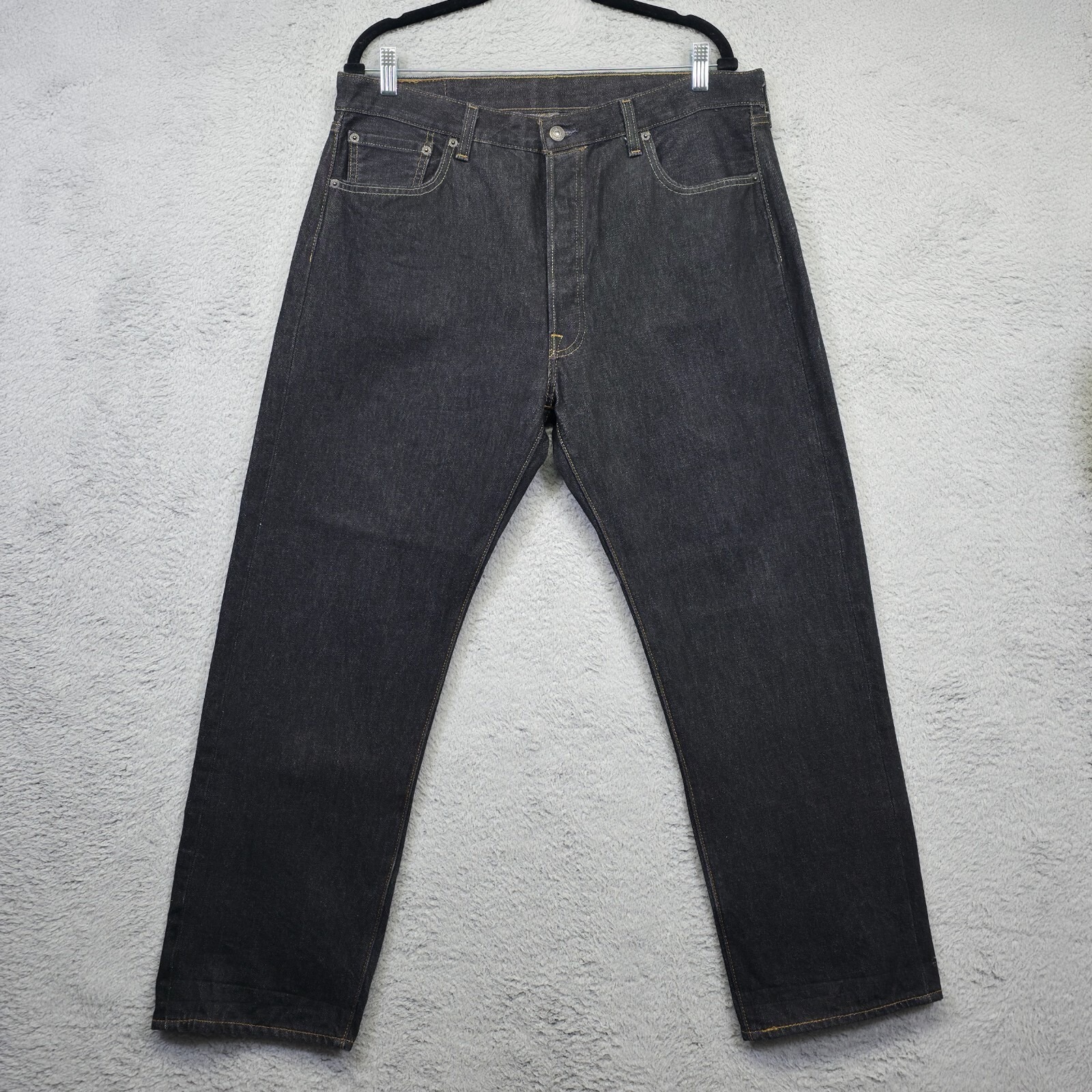 Levis 501 Jeans Mens 38x32 Black Straight Original Fit Button Fly Denim 36x28
